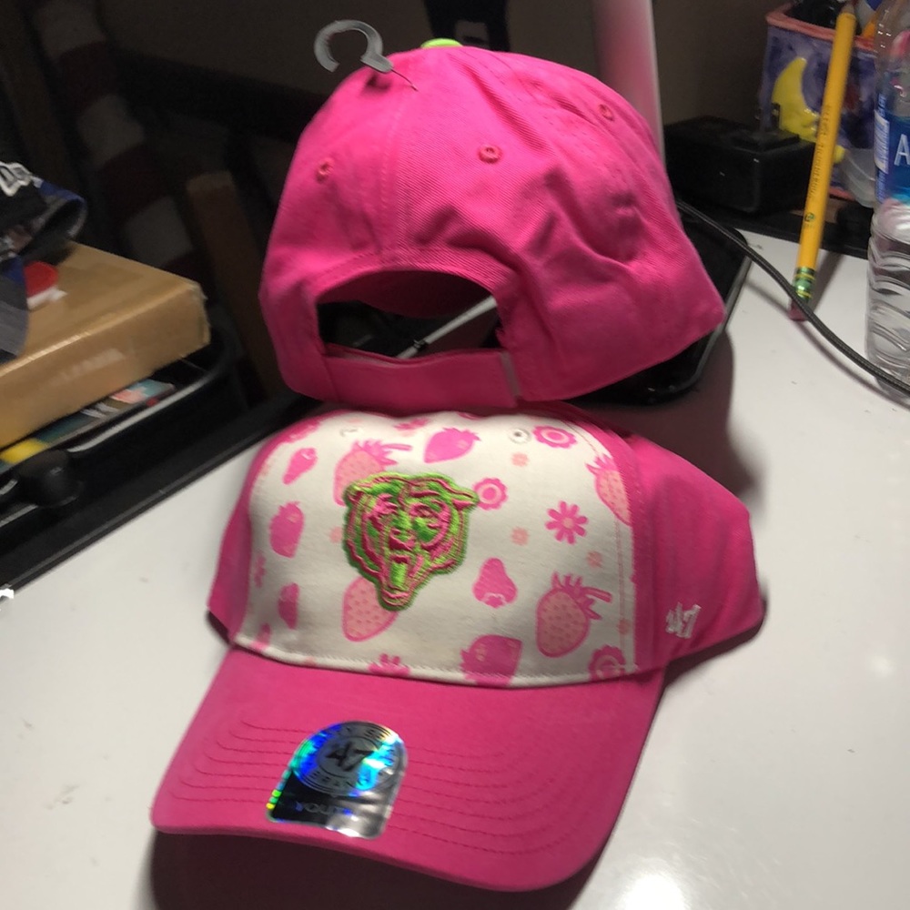 2 Chicago Bears NFL Strawberry Smoothie Adjustable Girls Hats Pink Kid’s Youth